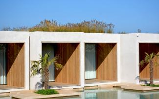 Suites with ornamental grasses on the roof